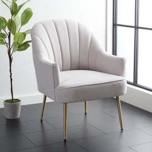 Safavieh Areli Art Deco Accent Chair In Light Grey Velvet With Gold Legs - Stylish Comfort For Any Space ACH4004A