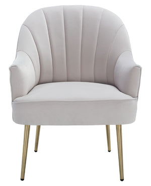 Safavieh Areli Art Deco Accent Chair In Light Grey Velvet With Gold Legs - Stylish Comfort For Any Space ACH4004A