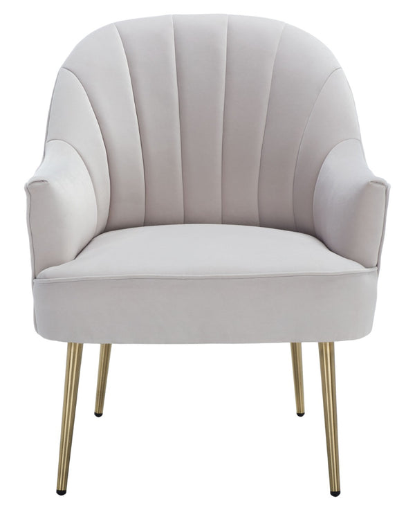 Safavieh Areli Art Deco Accent Chair In Light Grey Velvet With Gold Legs - Stylish Comfort For Any Space ACH4004A