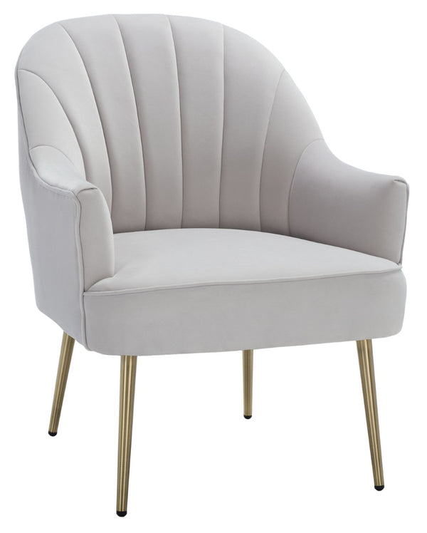 Safavieh Areli Art Deco Accent Chair In Light Grey Velvet With Gold Legs - Stylish Comfort For Any Space ACH4004A