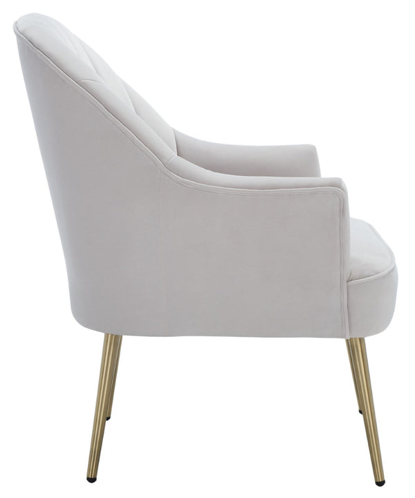 Safavieh Areli Art Deco Accent Chair In Light Grey Velvet With Gold Legs - Stylish Comfort For Any Space ACH4004A