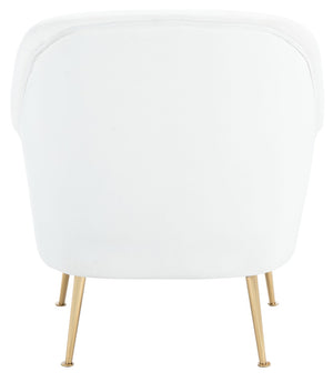 Safavieh Rodrik Accent Chair - Elegant Velvet Upholstered Lounge Chair With Gold Legs For Timeless Style White ACH4005A