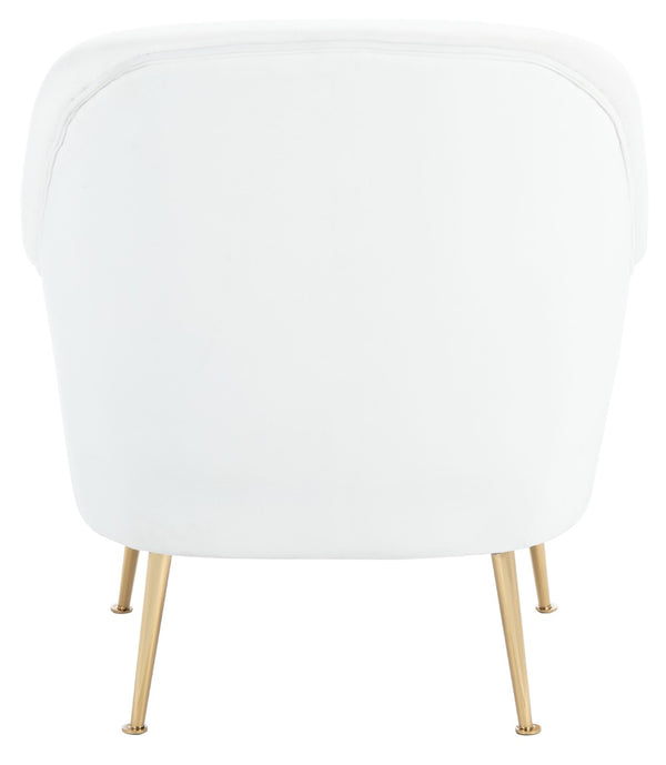 Safavieh Rodrik Accent Chair - Elegant Velvet Upholstered Lounge Chair With Gold Legs For Timeless Style White ACH4005A