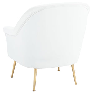 Safavieh Rodrik Accent Chair - Elegant Velvet Upholstered Lounge Chair With Gold Legs For Timeless Style White ACH4005A