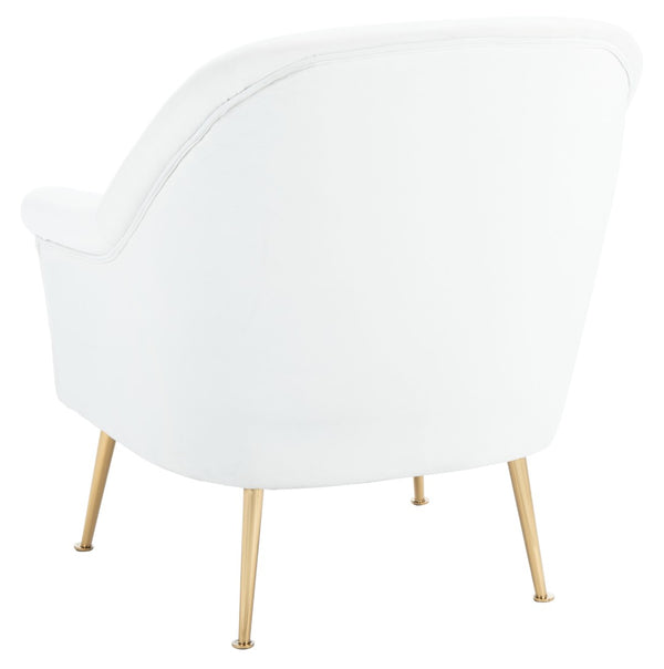 Safavieh Rodrik Accent Chair - Elegant Velvet Upholstered Lounge Chair With Gold Legs For Timeless Style White ACH4005A