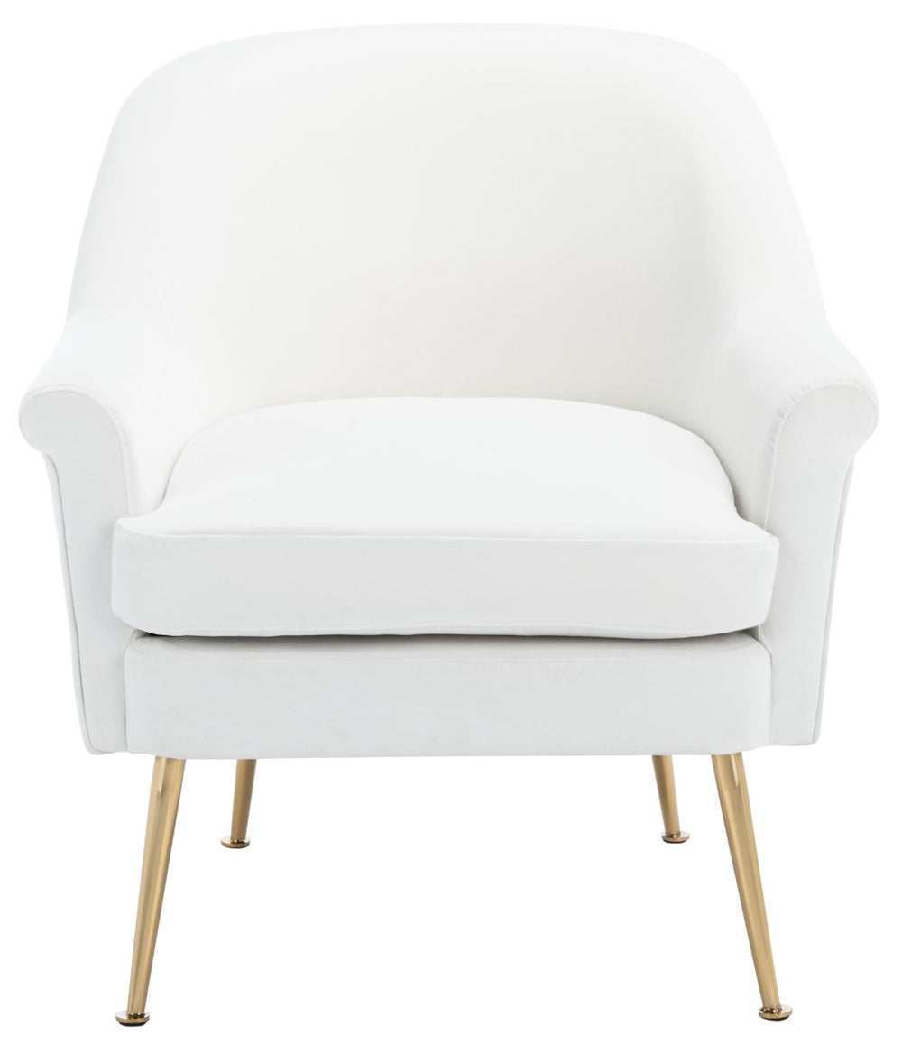 Safavieh Rodrik Accent Chair - Elegant Velvet Upholstered Lounge Chair With Gold Legs For Timeless Style White ACH4005A