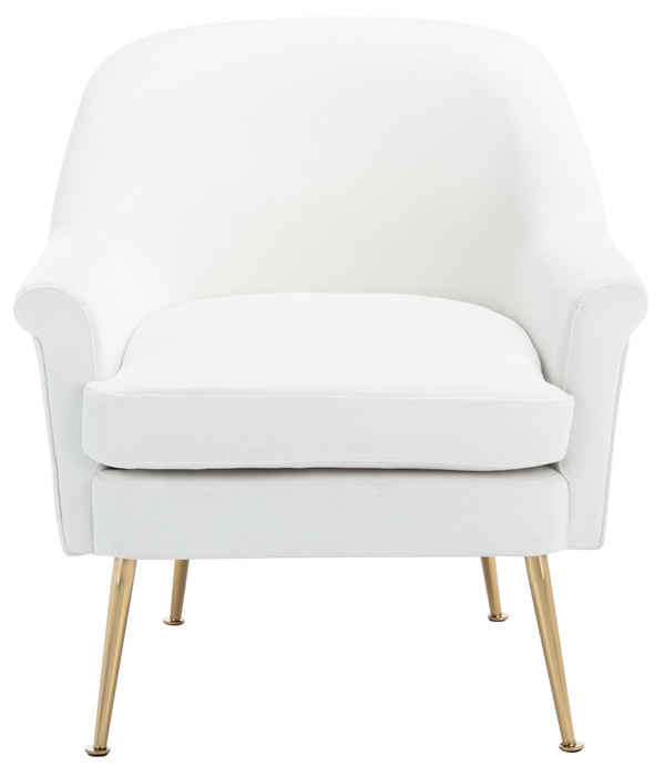 Safavieh Rodrik Accent Chair - Elegant Velvet Upholstered Lounge Chair With Gold Legs For Timeless Style White ACH4005A