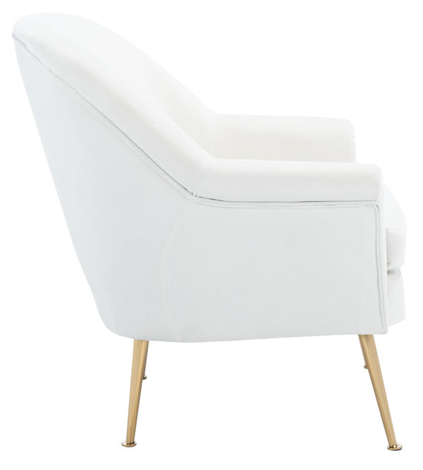 Safavieh Rodrik Accent Chair - Elegant Velvet Upholstered Lounge Chair With Gold Legs For Timeless Style White ACH4005A