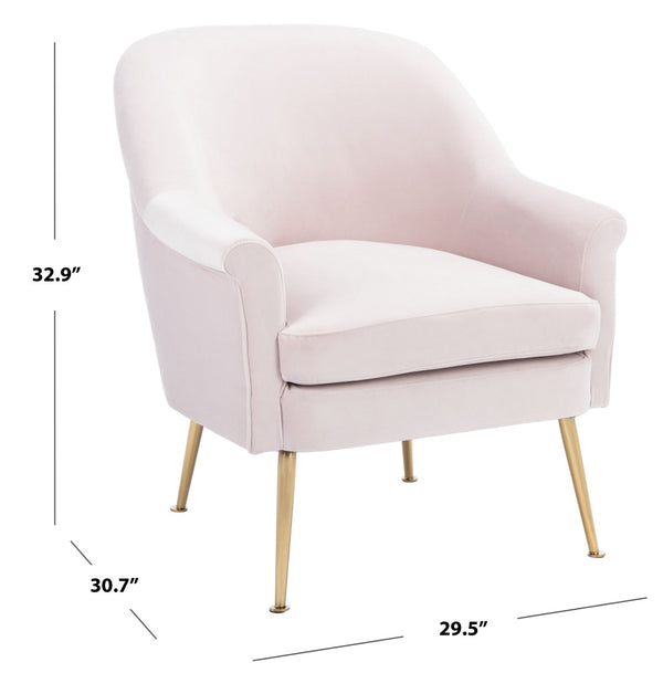 Safavieh Rodrik Accent Chair - Elegant Velvet Upholstered Lounge Chair With Gold Legs For Timeless Style Light Pink ACH4005B