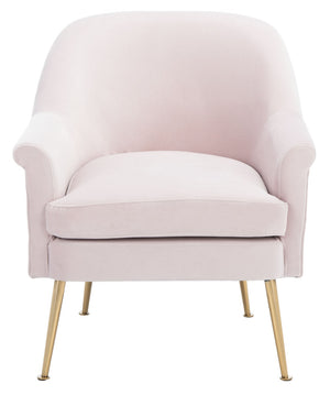 Safavieh Rodrik Accent Chair - Elegant Velvet Upholstered Lounge Chair With Gold Legs For Timeless Style Light Pink ACH4005B