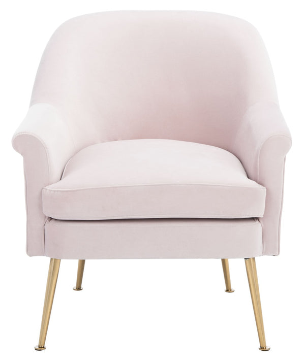 Safavieh Rodrik Accent Chair - Elegant Velvet Upholstered Lounge Chair With Gold Legs For Timeless Style Light Pink ACH4005B