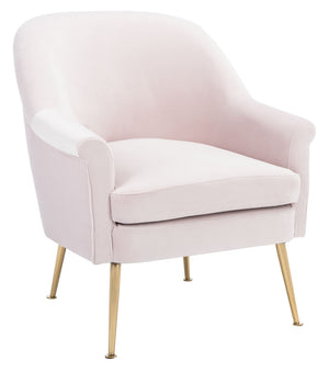 Safavieh Rodrik Accent Chair - Elegant Velvet Upholstered Lounge Chair With Gold Legs For Timeless Style Light Pink ACH4005B
