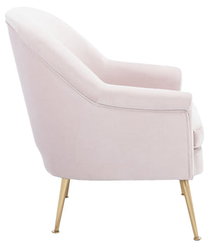 Safavieh Rodrik Accent Chair - Elegant Velvet Upholstered Lounge Chair With Gold Legs For Timeless Style Light Pink ACH4005B