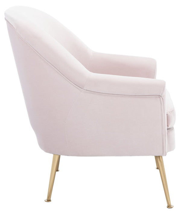 Safavieh Rodrik Accent Chair - Elegant Velvet Upholstered Lounge Chair With Gold Legs For Timeless Style Light Pink ACH4005B