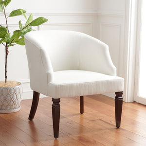 Safavieh Ibuki Accent Chair - Timeless Comfort With Soft Upholstery And Elegant Walnut-Finish Legs For Any Space White ACH4006A