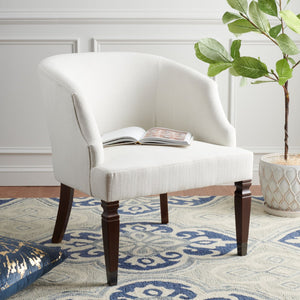 Safavieh Ibuki Accent Chair - Timeless Comfort With Soft Upholstery And Elegant Walnut-Finish Legs For Any Space White ACH4006A