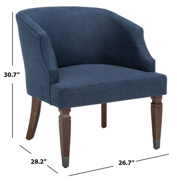 Safavieh Ibuki Accent Chair - Timeless Comfort With Soft Upholstery And Elegant Walnut-Finish Legs For Any Space Navy ACH4006B