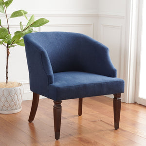 Safavieh Ibuki Accent Chair - Timeless Comfort With Soft Upholstery And Elegant Walnut-Finish Legs For Any Space Navy ACH4006B