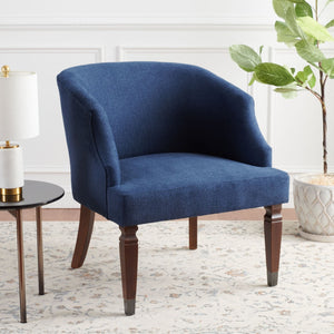 Safavieh Ibuki Accent Chair - Timeless Comfort With Soft Upholstery And Elegant Walnut-Finish Legs For Any Space Navy ACH4006B