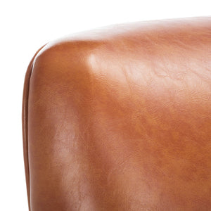 Safavieh Levin Accent Chair - Classic-Contemporary Elegance With Vegan Leather And Timeless Walnut Bun Feet Cognac ACH4008A