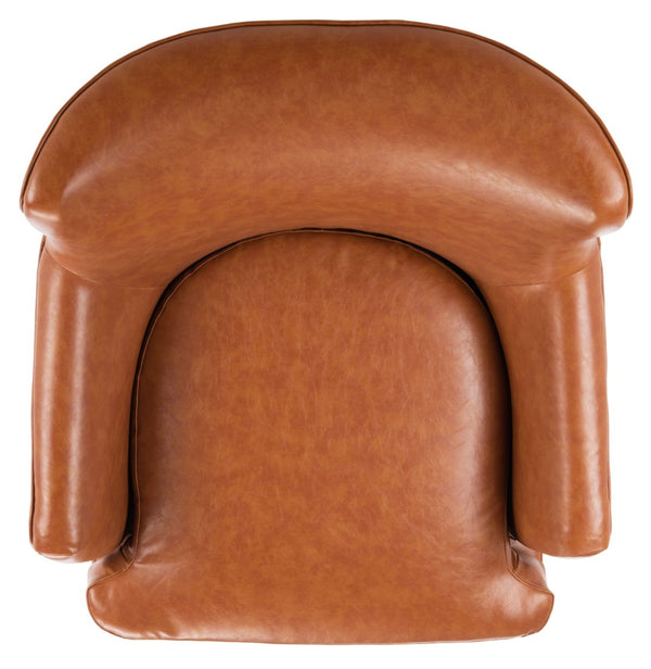 Safavieh Levin Accent Chair - Classic-Contemporary Elegance With Vegan Leather And Timeless Walnut Bun Feet Cognac ACH4008A