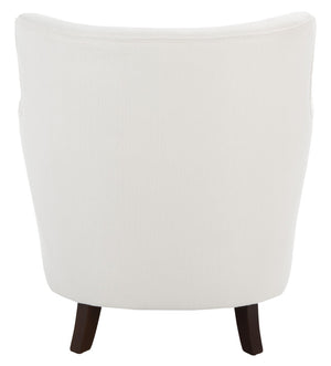 Safavieh Levin Accent Chair - Classic-Contemporary Elegance With Vegan Leather And Timeless Walnut Bun Feet White ACH4008B