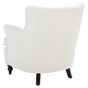 Safavieh Levin Accent Chair - Classic-Contemporary Elegance With Vegan Leather And Timeless Walnut Bun Feet White ACH4008B