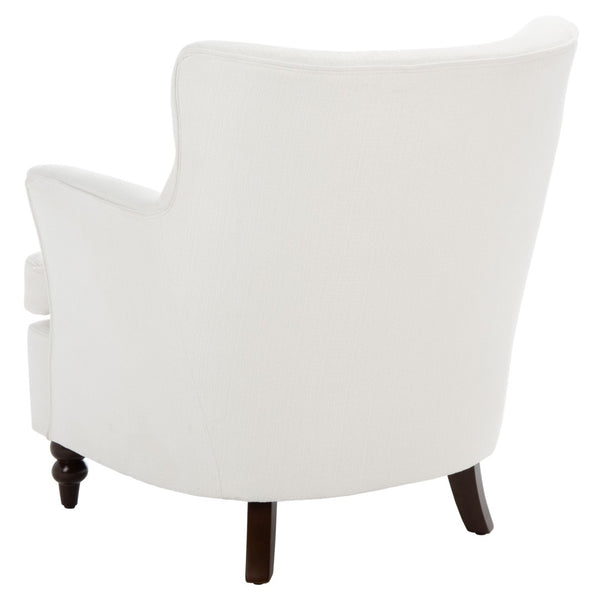 Safavieh Levin Accent Chair - Classic-Contemporary Elegance With Vegan Leather And Timeless Walnut Bun Feet White ACH4008B