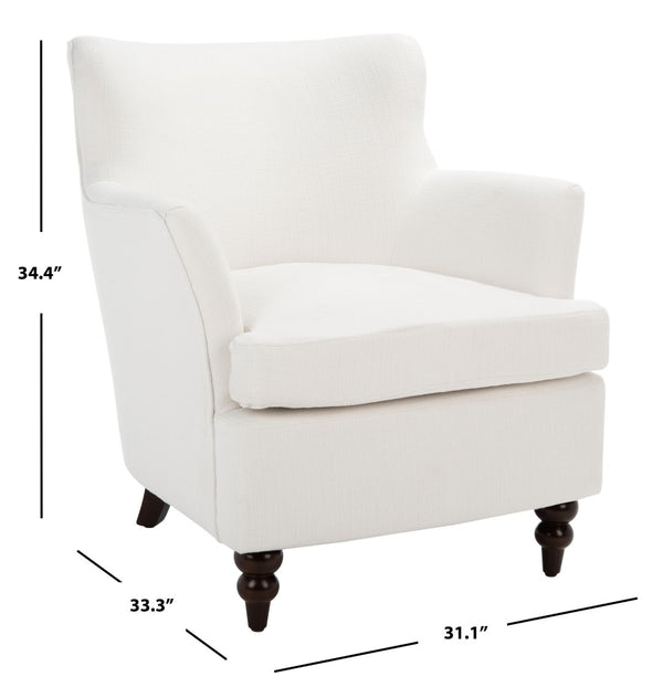 Safavieh Levin Accent Chair - Classic-Contemporary Elegance With Vegan Leather And Timeless Walnut Bun Feet White ACH4008B