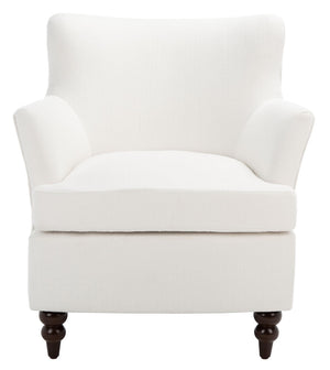 Safavieh Levin Accent Chair - Classic-Contemporary Elegance With Vegan Leather And Timeless Walnut Bun Feet White ACH4008B