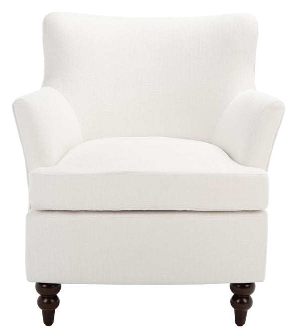 Safavieh Levin Accent Chair - Classic-Contemporary Elegance With Vegan Leather And Timeless Walnut Bun Feet White ACH4008B