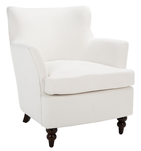 Safavieh Levin Accent Chair - Classic-Contemporary Elegance With Vegan Leather And Timeless Walnut Bun Feet White ACH4008B