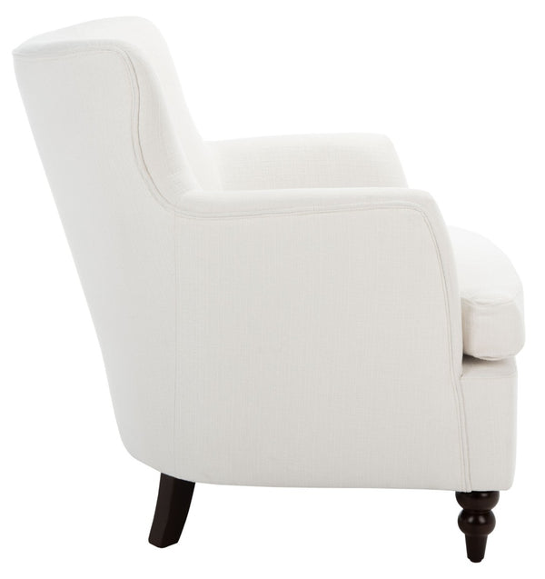 Safavieh Levin Accent Chair - Classic-Contemporary Elegance With Vegan Leather And Timeless Walnut Bun Feet White ACH4008B