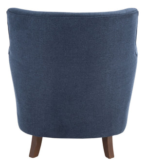 Safavieh Levin Accent Chair - Classic-Contemporary Elegance With Vegan Leather And Timeless Walnut Bun Feet Navy ACH4008C