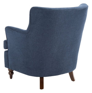 Safavieh Levin Accent Chair - Classic-Contemporary Elegance With Vegan Leather And Timeless Walnut Bun Feet Navy ACH4008C