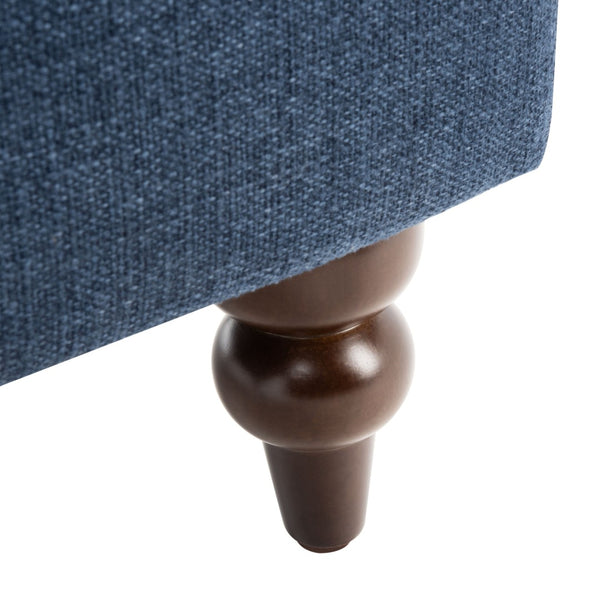 Safavieh Levin Accent Chair - Classic-Contemporary Elegance With Vegan Leather And Timeless Walnut Bun Feet Navy ACH4008C