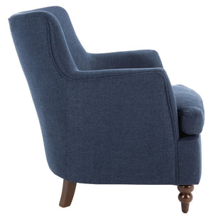 Safavieh Levin Accent Chair - Classic-Contemporary Elegance With Vegan Leather And Timeless Walnut Bun Feet Navy ACH4008C