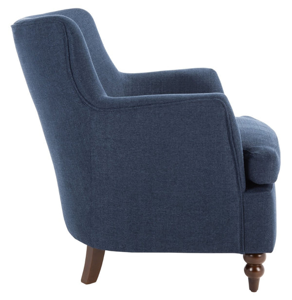 Safavieh Levin Accent Chair - Classic-Contemporary Elegance With Vegan Leather And Timeless Walnut Bun Feet Navy ACH4008C