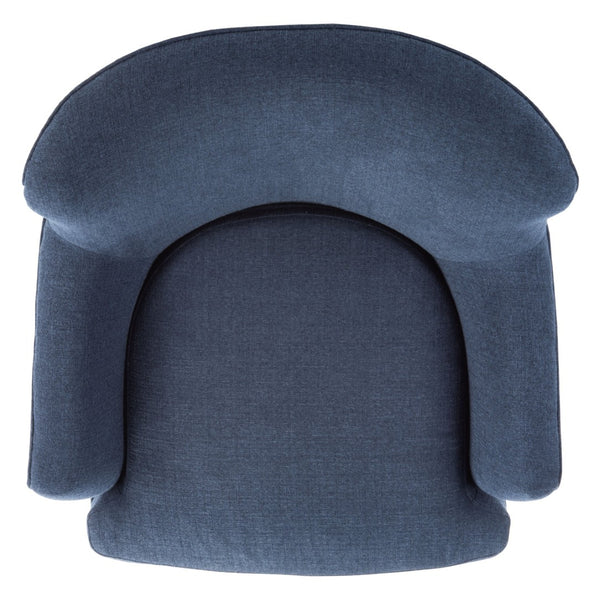 Safavieh Levin Accent Chair - Classic-Contemporary Elegance With Vegan Leather And Timeless Walnut Bun Feet Navy ACH4008C
