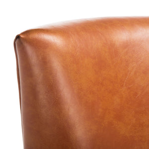 Safavieh Delfino Accent Chair - Mid-Century Modern Wingback Design With Vegan Leather And Tapered Legs Cognac ACH4009A