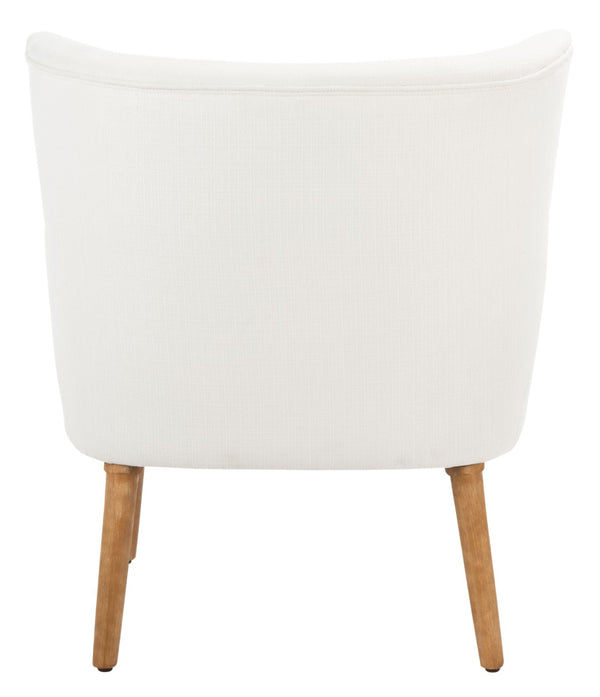 Safavieh Delfino Accent Chair - Mid-Century Modern Wingback Design With Vegan Leather And Tapered Legs White ACH4009B
