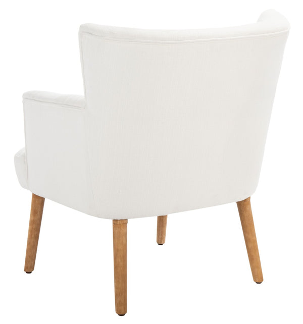 Safavieh Delfino Accent Chair - Mid-Century Modern Wingback Design With Vegan Leather And Tapered Legs White ACH4009B