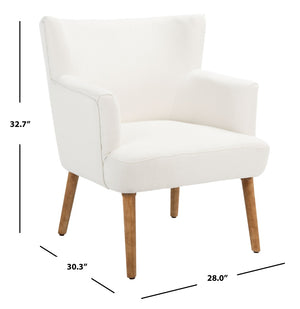 Safavieh Delfino Accent Chair - Mid-Century Modern Wingback Design With Vegan Leather And Tapered Legs White ACH4009B