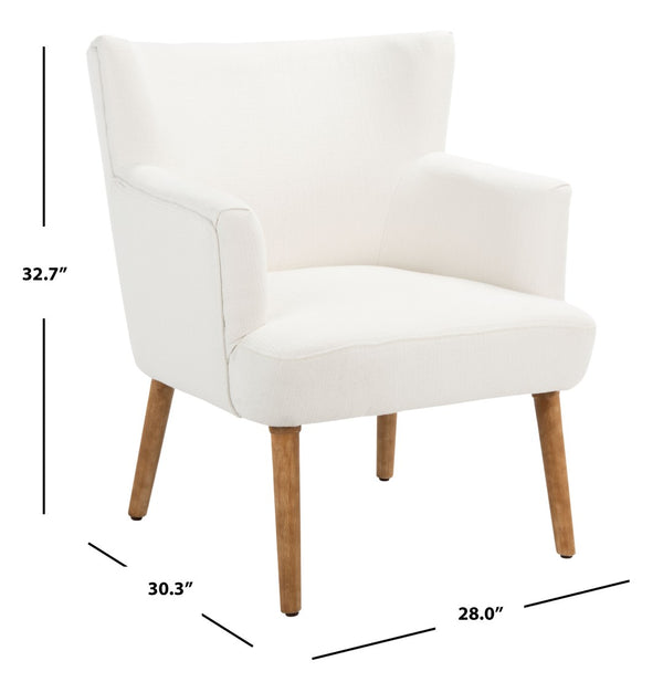 Safavieh Delfino Accent Chair - Mid-Century Modern Wingback Design With Vegan Leather And Tapered Legs White ACH4009B