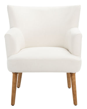Safavieh Delfino Accent Chair - Mid-Century Modern Wingback Design With Vegan Leather And Tapered Legs White ACH4009B
