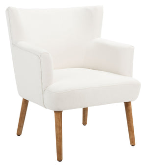Safavieh Delfino Accent Chair - Mid-Century Modern Wingback Design With Vegan Leather And Tapered Legs White ACH4009B
