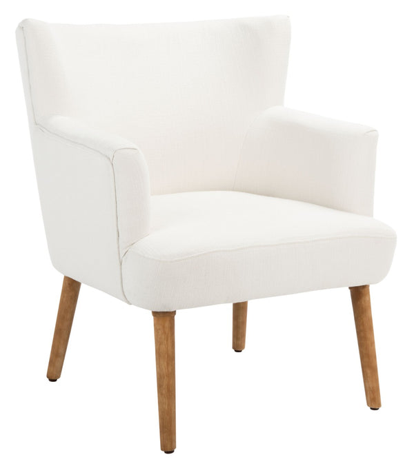 Safavieh Delfino Accent Chair - Mid-Century Modern Wingback Design With Vegan Leather And Tapered Legs White ACH4009B