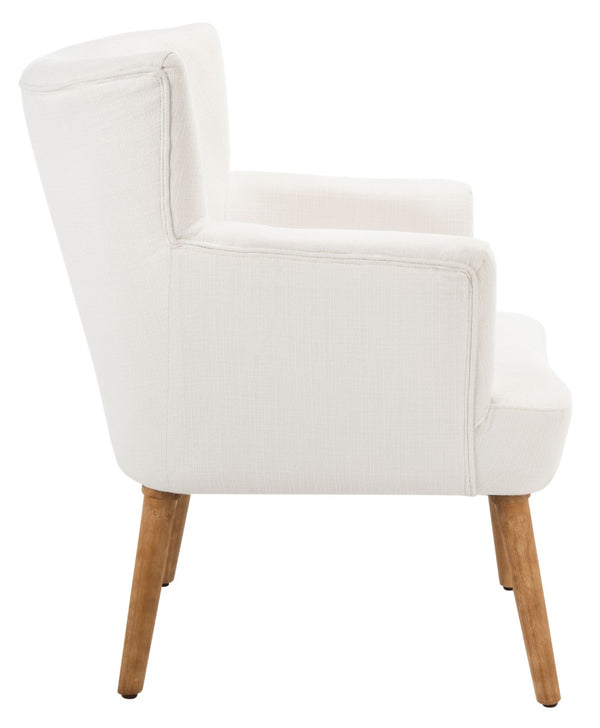 Safavieh Delfino Accent Chair - Mid-Century Modern Wingback Design With Vegan Leather And Tapered Legs White ACH4009B