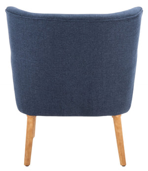 Safavieh Delfino Accent Chair - Mid-Century Modern Wingback Design With Vegan Leather And Tapered Legs Navy ACH4009C