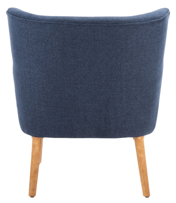 Safavieh Delfino Accent Chair - Mid-Century Modern Wingback Design With Vegan Leather And Tapered Legs Navy ACH4009C